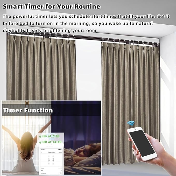 Lemoeyes Electric Curtain Track, Retractable Motorized Curtains Rod From