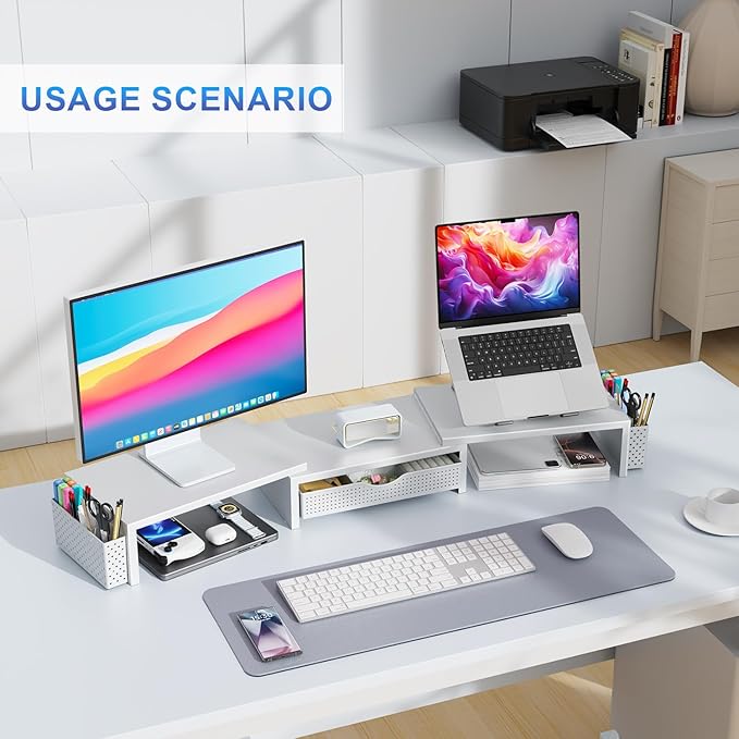 gianotter Dual Monitor Stand Riser, Desk Organizer