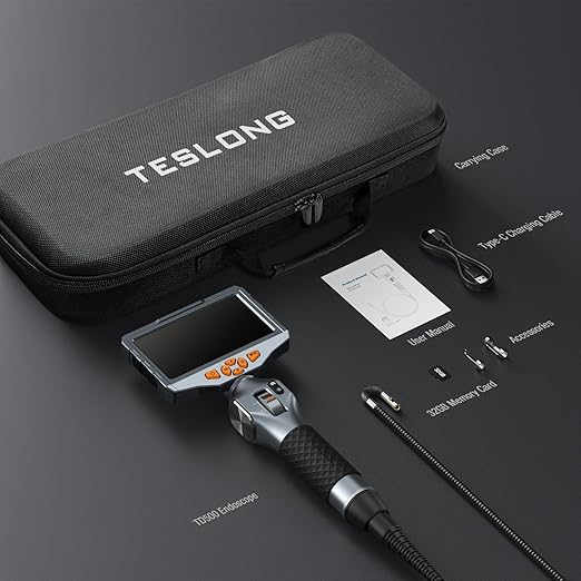Articulating Borescope with Dual Lens Endoscope, Teslong 5-inch IPS Automotive