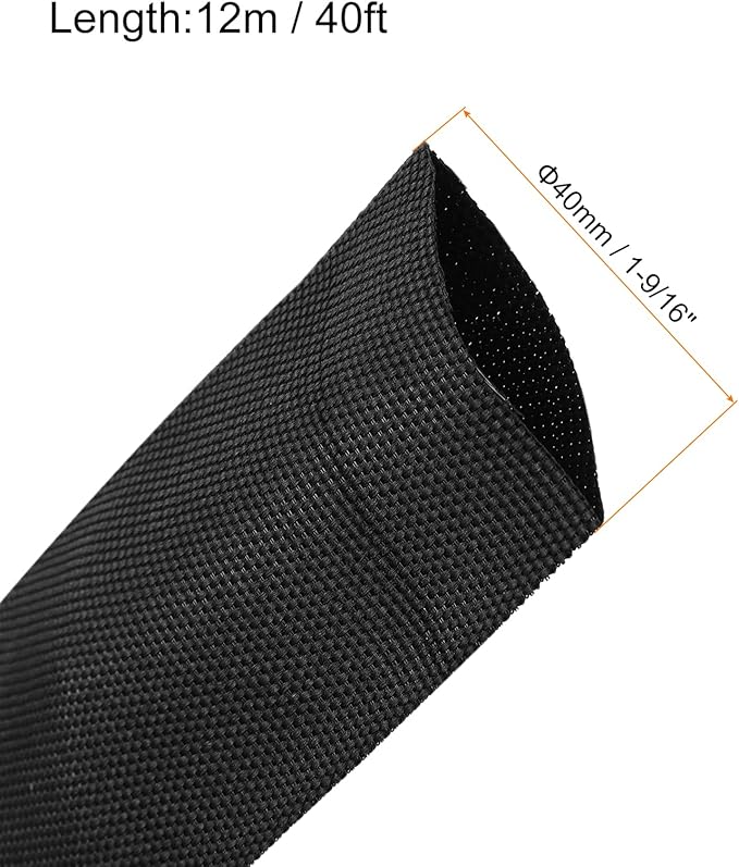 MECCANIXITY Braided Cable Sleeves Heat Shrinkable Fabric Sleeving, 1 9/16" 40ft