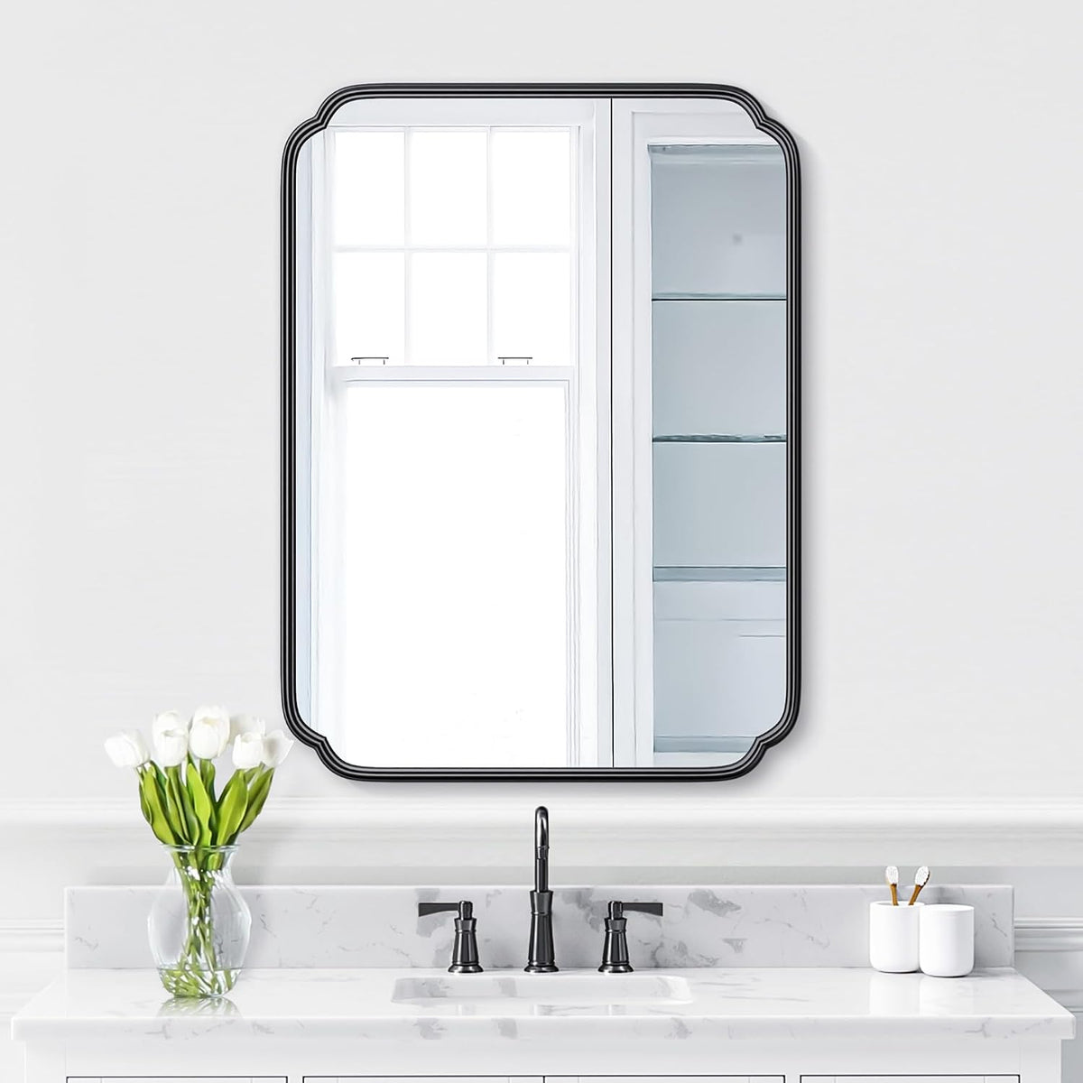 28"x36" Black Bathroom Mirror