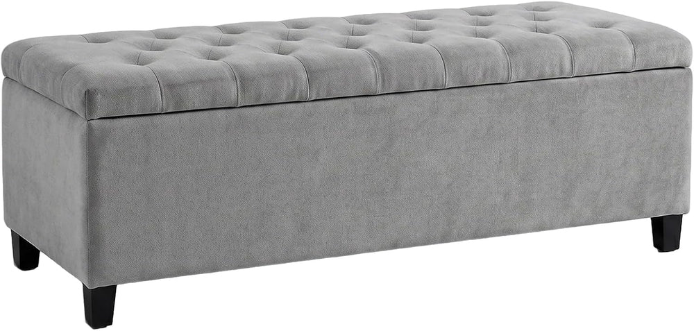 Madison Park 49" Upholstered Storage Bench, Button Tufted End of Bed Ben...