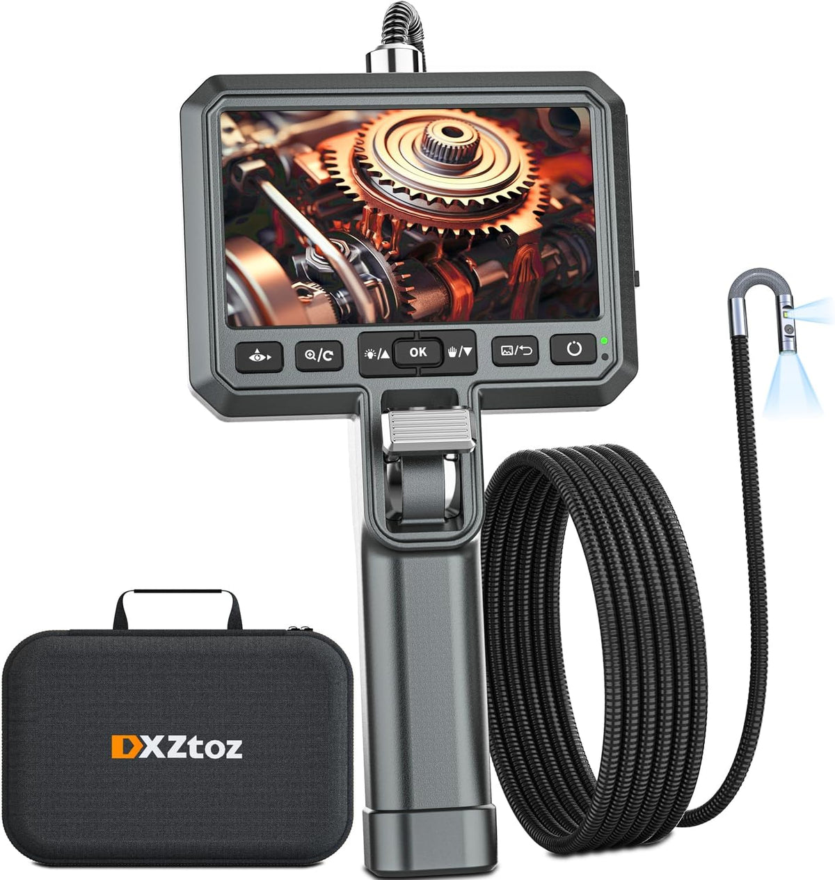 DXZtoz Dual-Lens Articulating Borescope, 6.5mm Slim Probe, Two-Way 210°Rotate