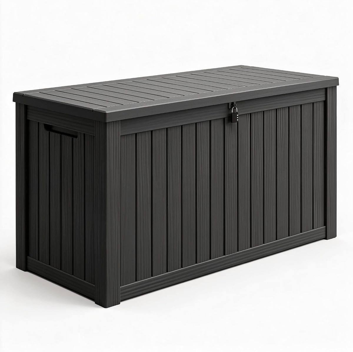 180 Gal Deck Box, Outdoor Storage Box Waterproof Lockable, Gas Lift,Black