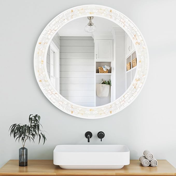 Tanmicoshomy Round Bathroom Mirror 26 Inch, Circle Mirror