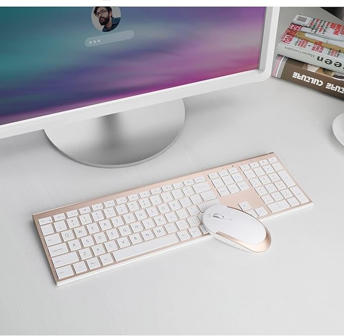Wireless Keyboard and Mouse, Vssoplor Rechargeable Quiet Full-Size Keyboard and