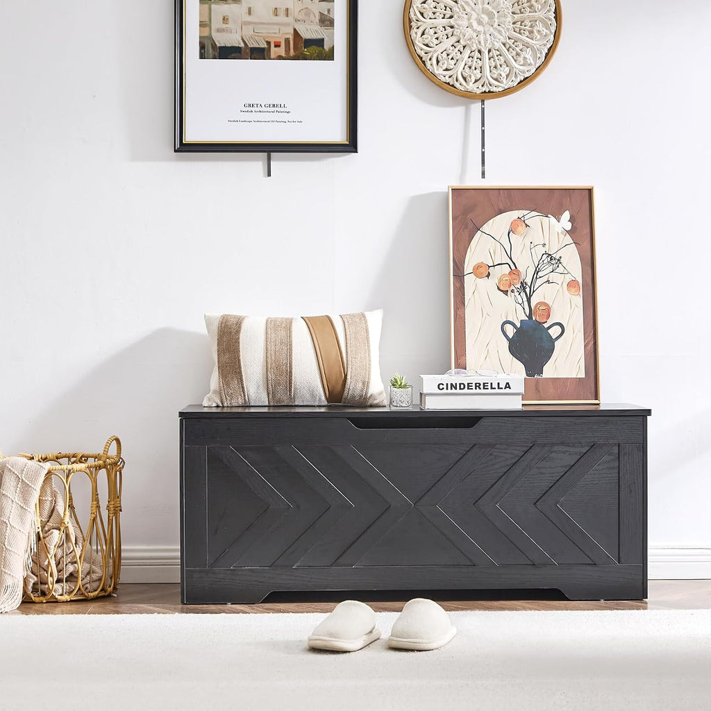 47.2” storage bench,extra large wooden storage chest with on a desk or shelf