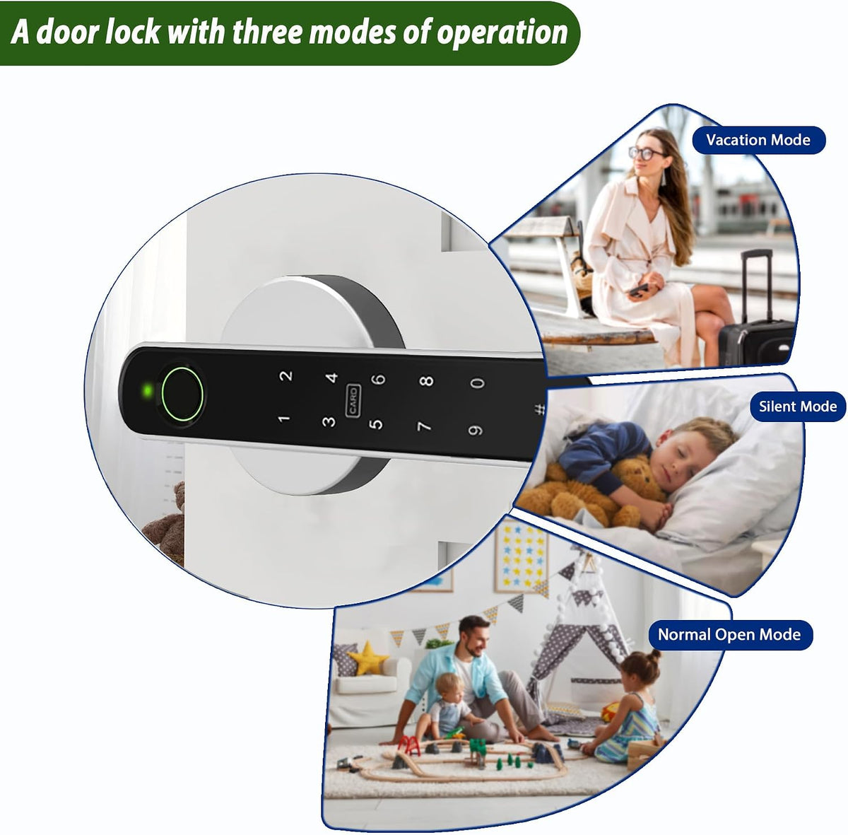 fingerprint door lock, 5-in-1 smart door knob with, side view