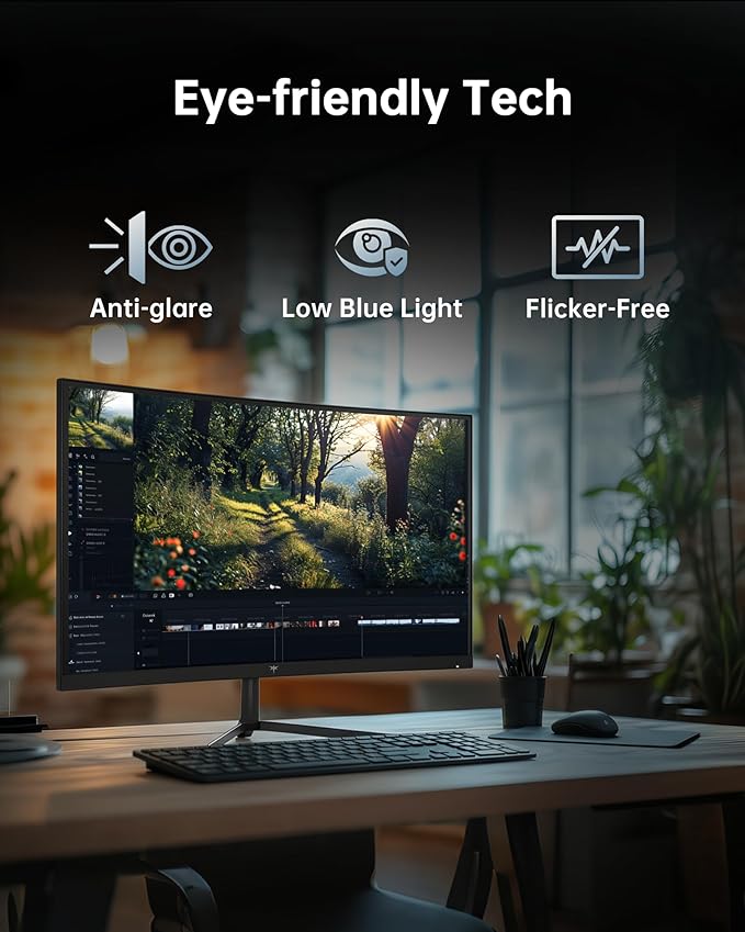 KTC 24 Inch Curved 240Hz Gaming Monitor, FHD 1500R Curved Computer Monitor 1080P