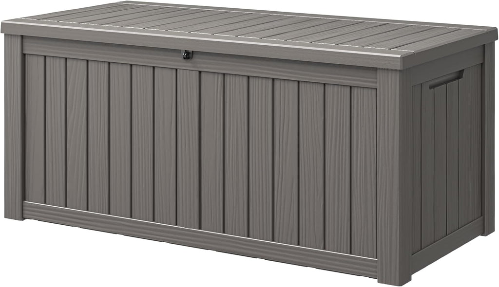 150 Gal Deck Box,Outdoor Storage Box Waterproof Lockable,Gas Lift,Grey