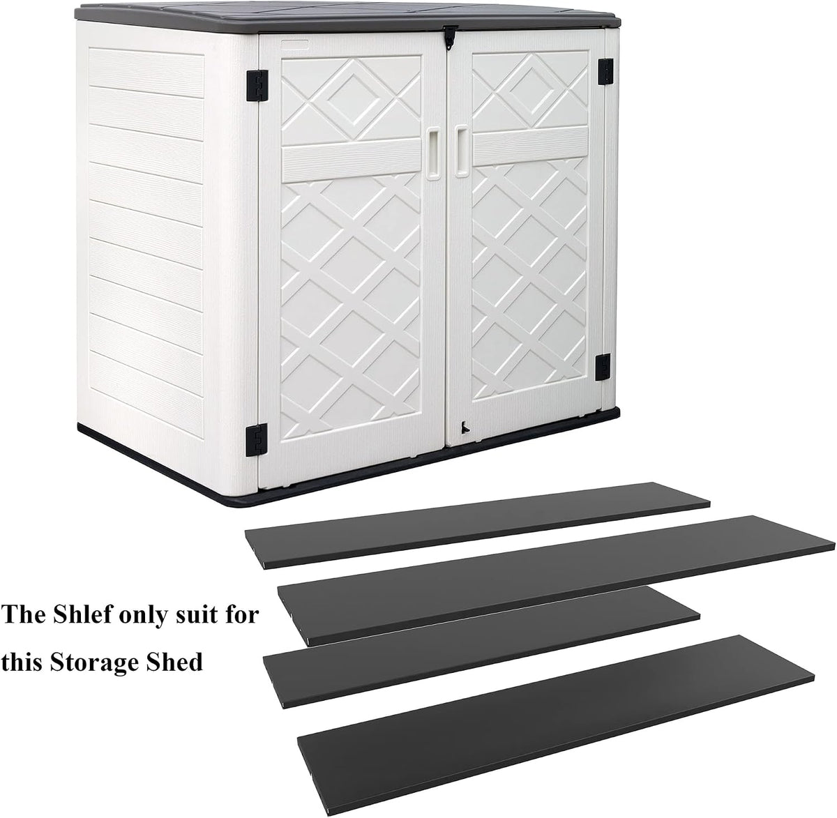 KINYING Metal Black Shelving for 48 Cu.ft Large Storage Shed, 51 in * 13 in, with Screws,Easy Assembly