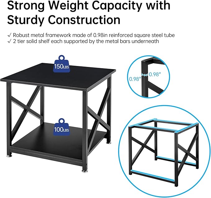 Fannova 2 Tier Large Printer Stand, 23.6 x 23.6 x 22.6 Inches Square Printer