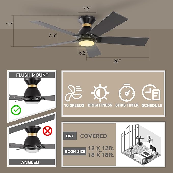 SMAAIR 52 Inch Smart Ceiling Fan