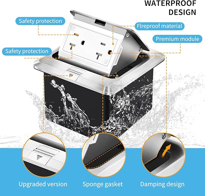 Vagueior Recessed Floor Electrical Outlet Kit, Waterproof Electrical Outlet