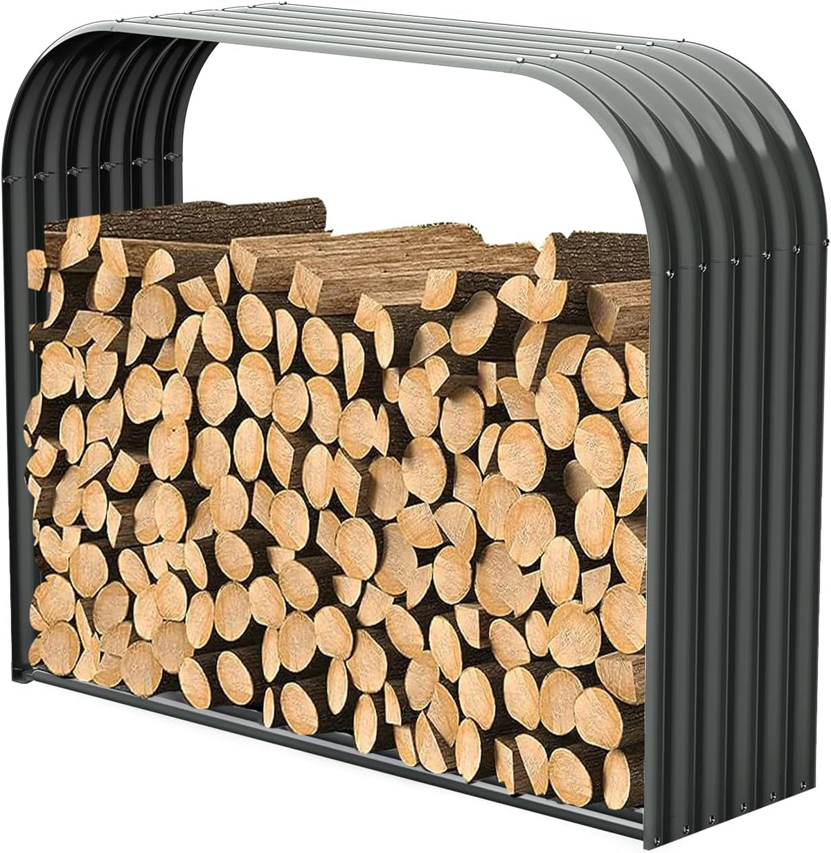 ANLEOLIFE Element 59" Extra-Wide Outdoor Firewood Rack with Steel Roof