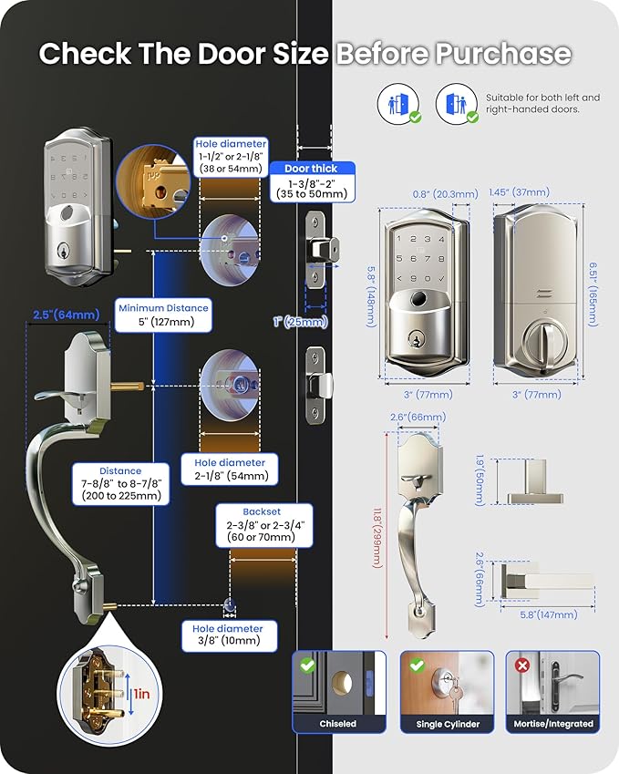 Veise VE027-H Built-in Wi-Fi Fingerprint Smart Deadbolt Lock
