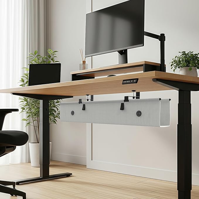 KIGJU Under Desk Cable Management Tray, 40-inch No-Drill Cord Organizer