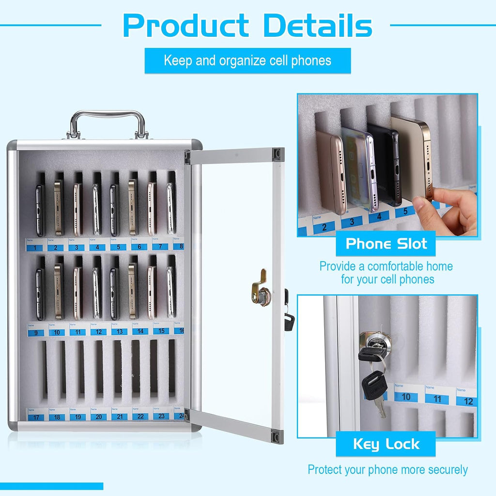 amylove 24 slots aluminum alloy cell phone locker, close-up detail