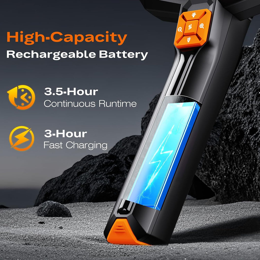 endoscope camera with light, handheld borescope, 4.3" ips, front angle view
