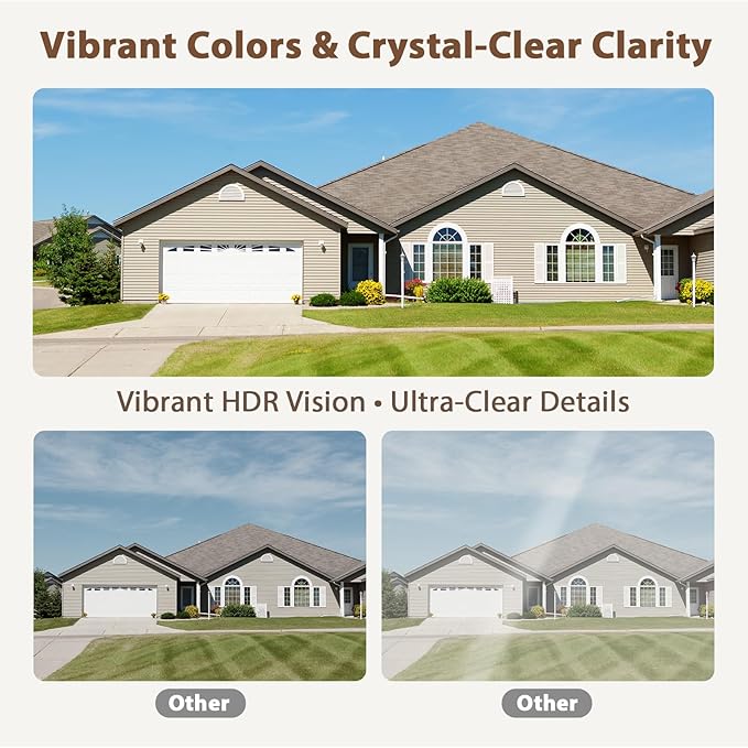 EVERSECU 2K Window Camera with Adhesive Mount, Starlight Color Night Vision (4pack)