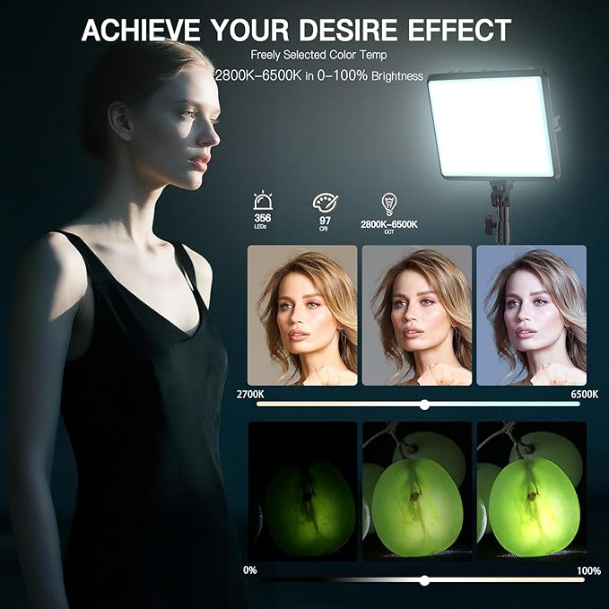 2-Pack LED Video Light Kit, NiceVeedi Studio Light, 2800-6500K Dimmable