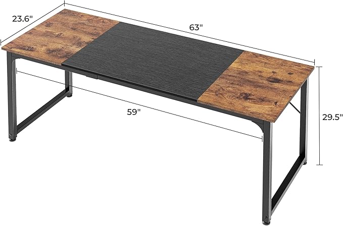 Huuger Computer Desk, 63 Inch Office Desk, Gaming Desk