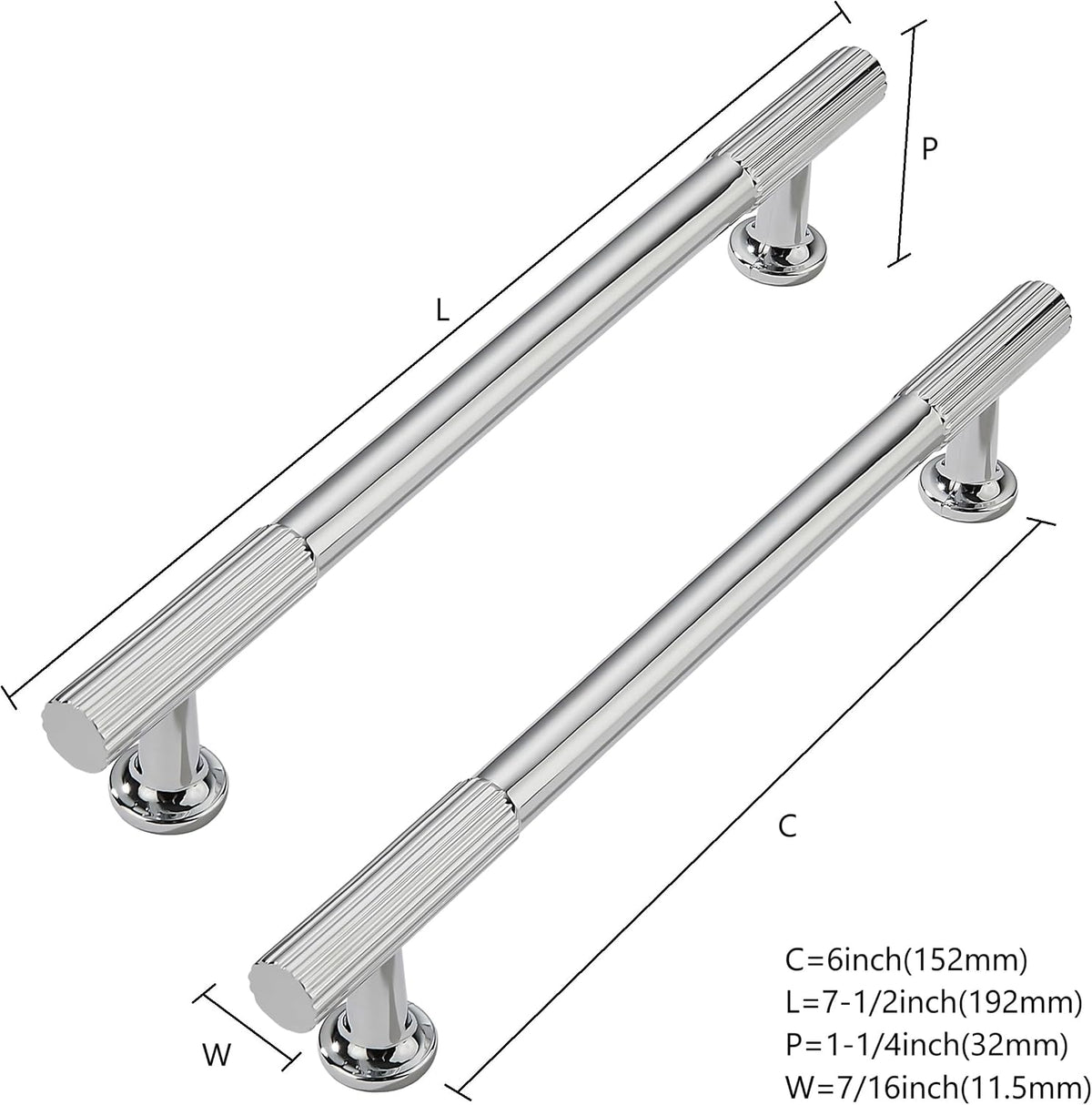 10 Pack 6 Inch(152mm) Hole Center Polished Chrome Cabinet pulls Kitchen Handles Solid Heavy Duty Cabinet Pull Kitchen Hardware