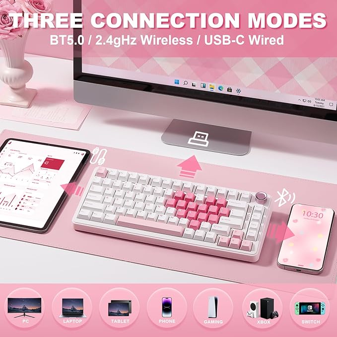 YUNZII B75 PRO Wireless Mechanical Keyboard, 75% Layout