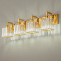 FDPBY Modern Crystal Bathroom Vanity Light 4-Lights Gold Brushed Brass Finish