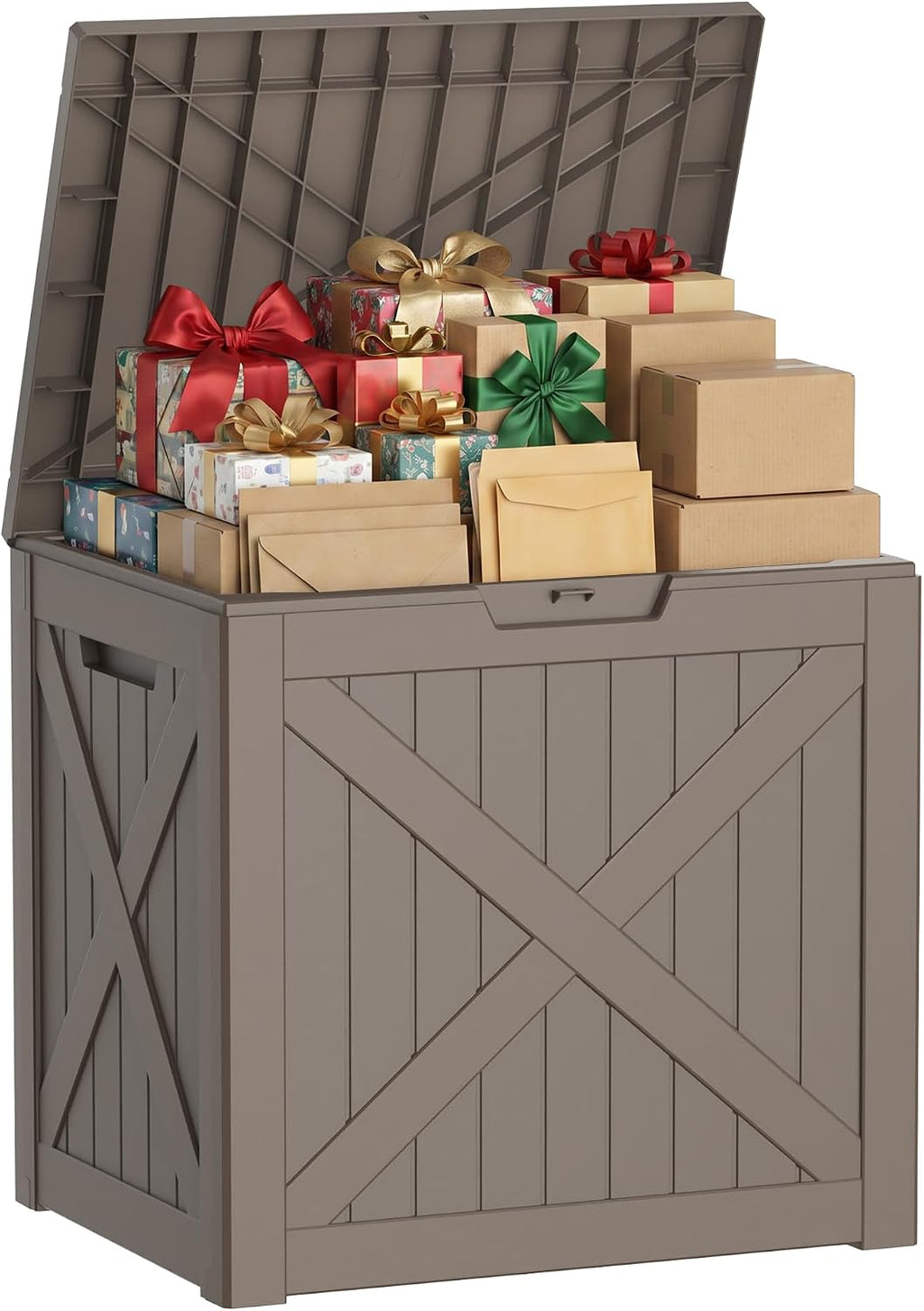 40 Gal Outdoor Storage Box Waterproof Lockable Deck Boxes Grey