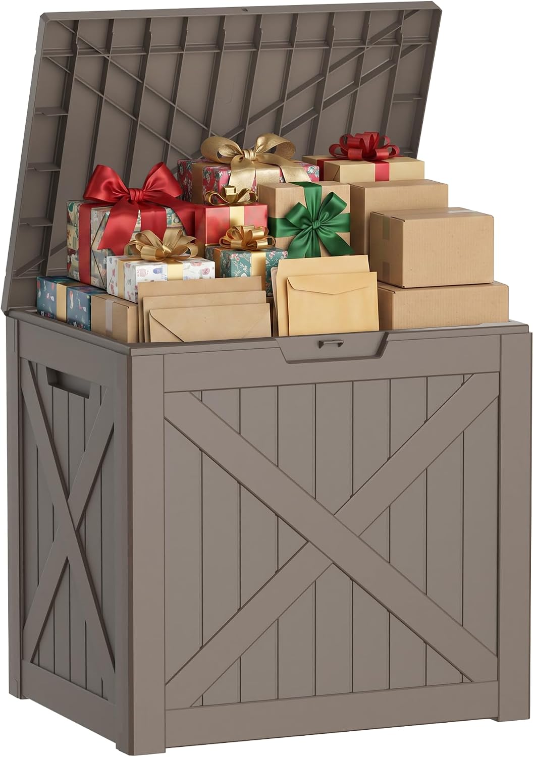 40 Gal Outdoor Storage Box Waterproof Lockable Deck Boxes Grey