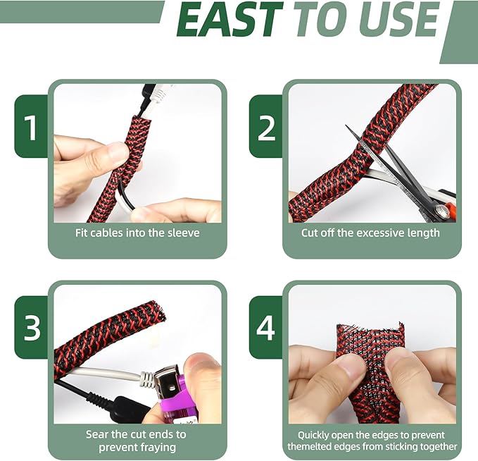Split Wire Loom Tubing, Cable Protector Sleeve, Braided Cable Management