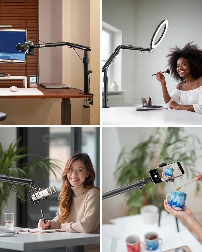 Viozon Overhead Camera Mount, Overhead Phone Stand, Flexible Aluminum Alloy