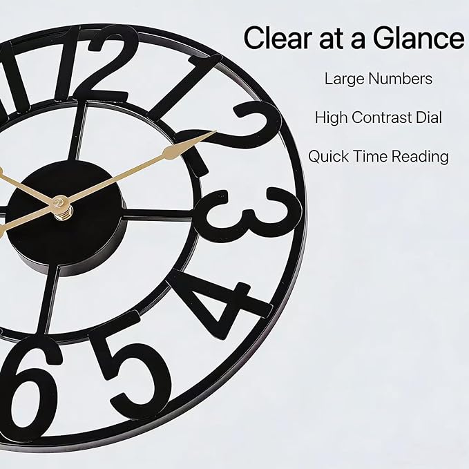 Alarmore 30 Inch Oversized Wall Clock, Battery Operated Silent Non Ticking