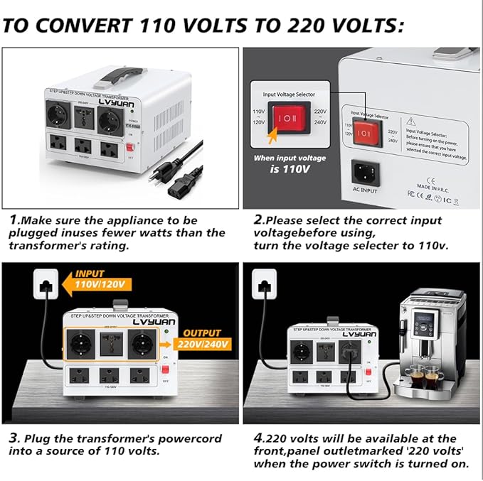 LVYUAN Heavy Duty 3000W Watt Voltage Transformer Converter Step Up/Down
