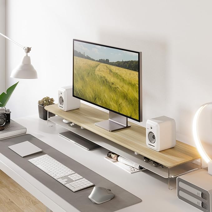 Fenge Acrylic Monitor Stand Riser, 42.5 Inches Dual Monitor Stand