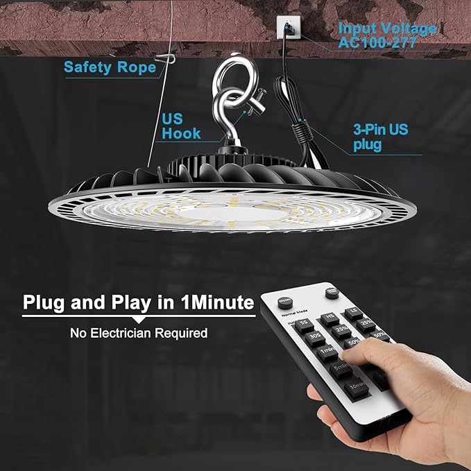 Smart 200W LED High Bay Light 30000LM 5000K UFO High Bay Lighting Motion (8Pack)