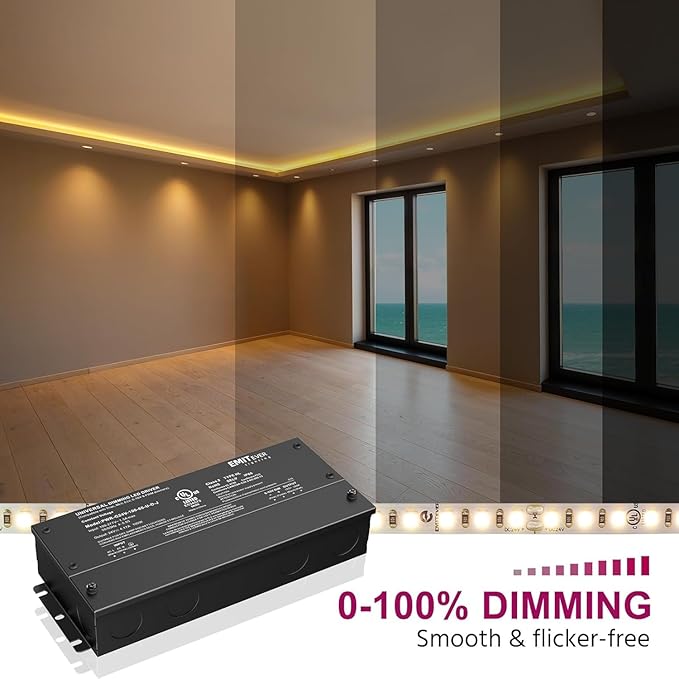 EMITEVER Dimmable Led Driver, 2 Packs 100W AC 110V-277V to DC 24V Transformer