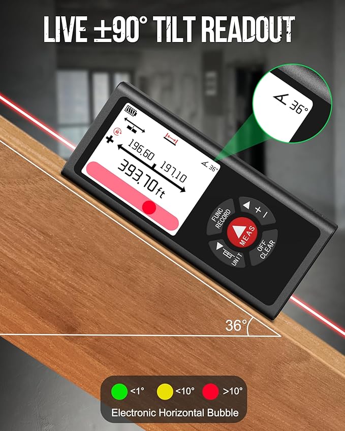 Dual Bilateral Laser Distance Measuring Tool Sturdy Aluminum Casing Laser Tape