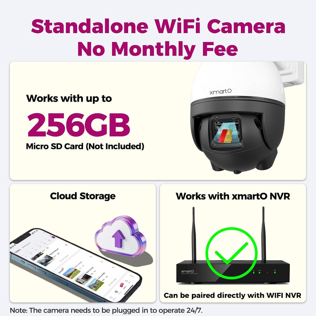 xmarto vandal-proof 4k ptz security camera, 5x zoom showing dimensions