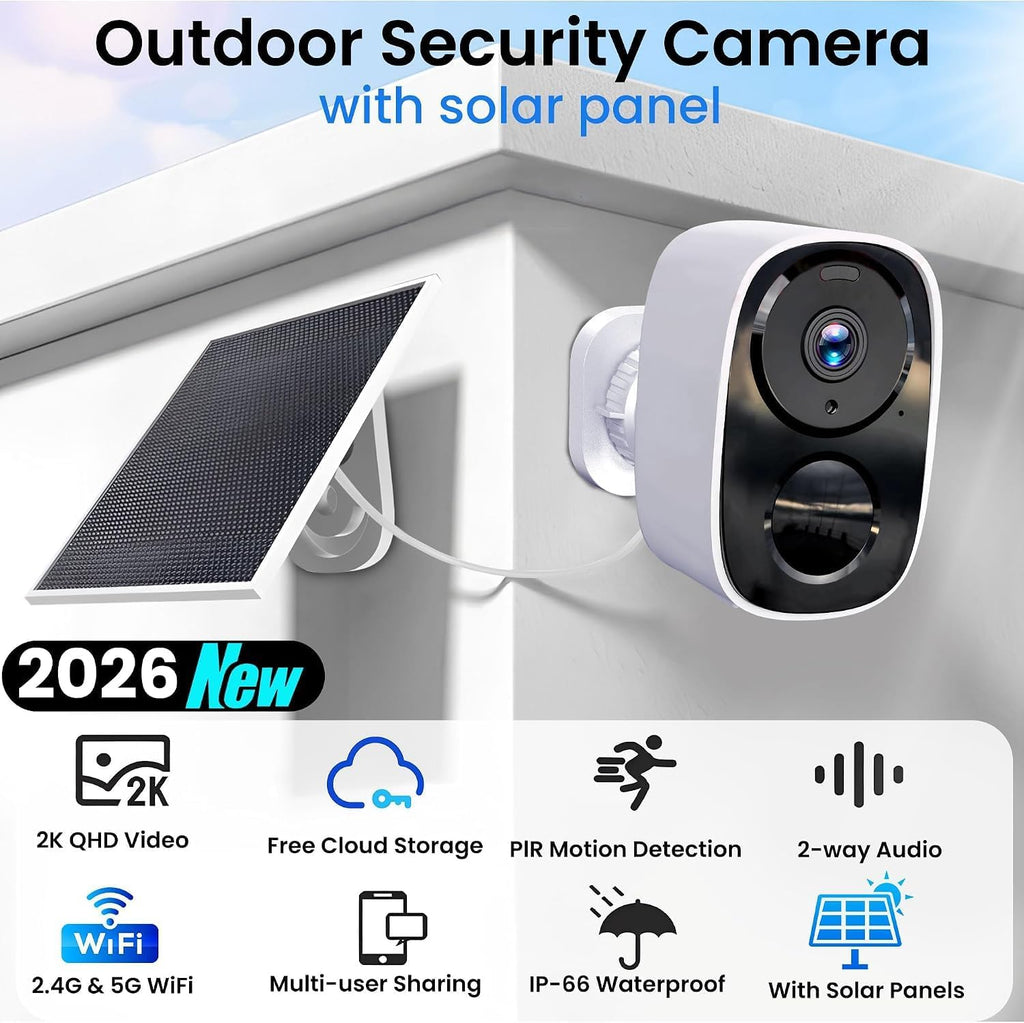 2.4g&5g solar security cameras wireless outdoor with free shown in use