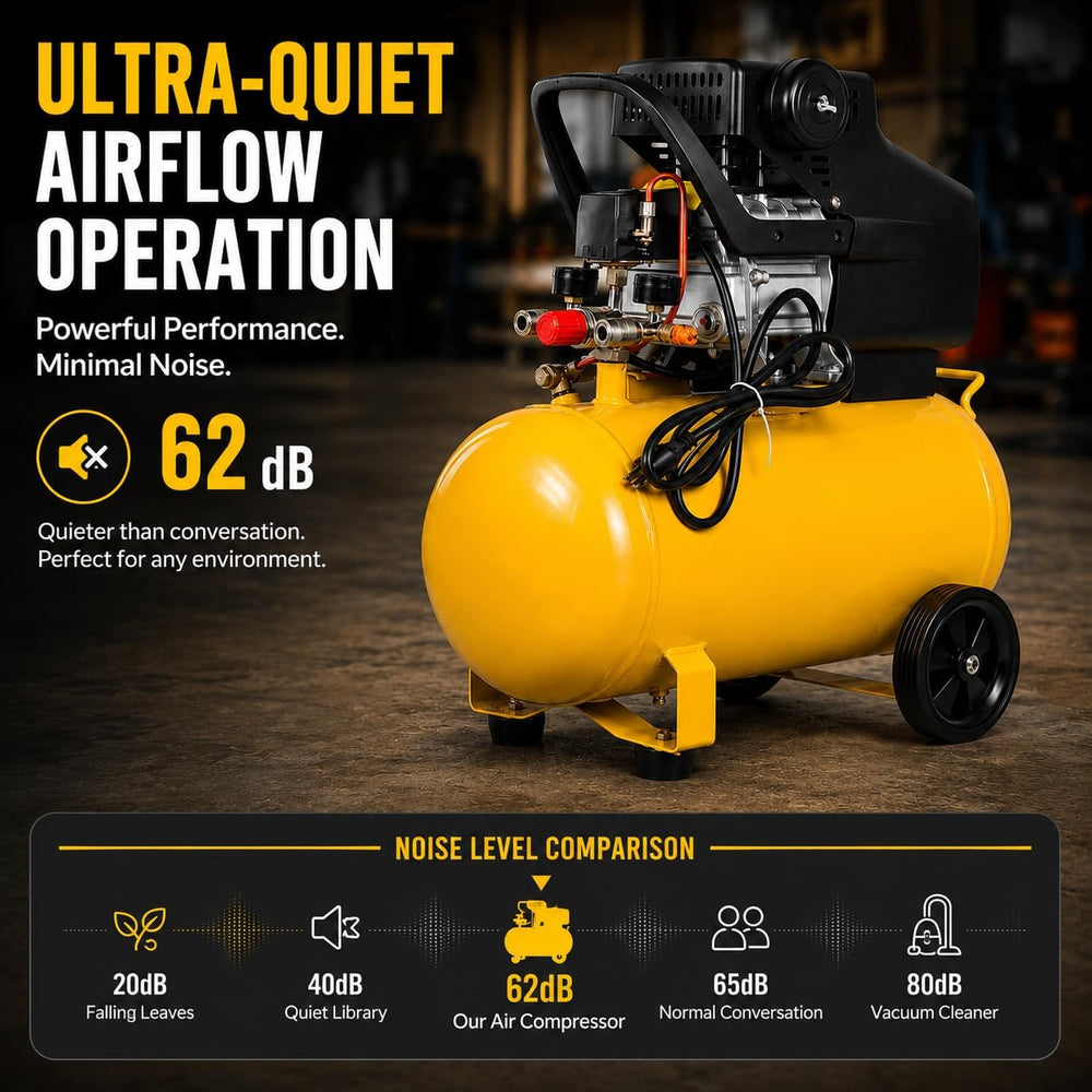 Stark USA 3.5HP 10 Gallons Air Compressor Tank Ultra Quiet Horizontal Tank Ad...