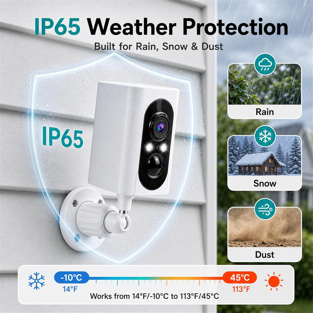 355° Pan Rotate Camera 1 Pack, 2K Video, Security Cameras Wireless Outdoor