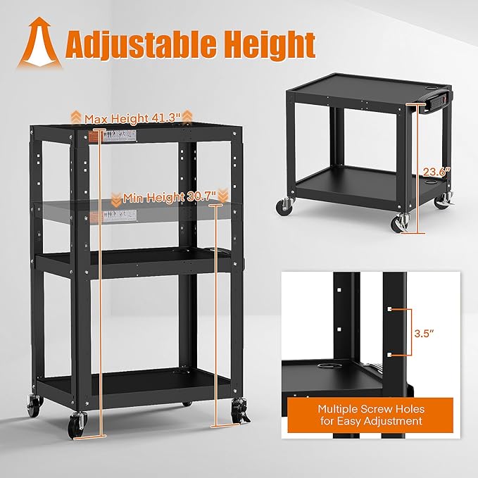 3 Shelf Metal Utility Cart