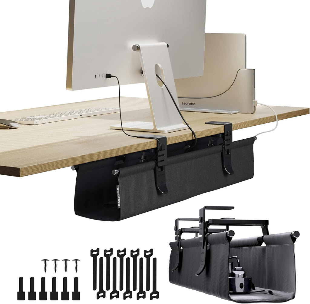 Ascrono Original No Drill Under Desk Cable Management Tray 27.3"