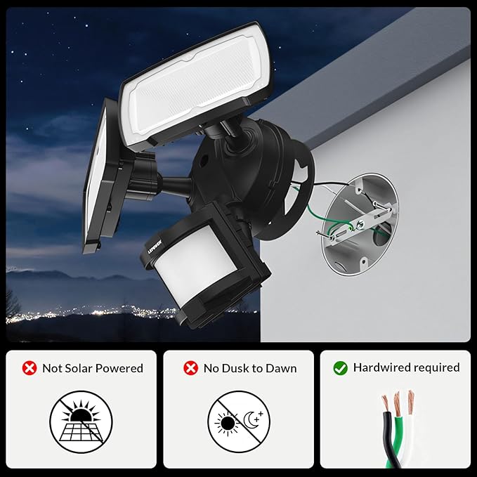 LEPOWER LED Security Lights Motion Sensor Light Outdoor, 30W 3200LM Motion