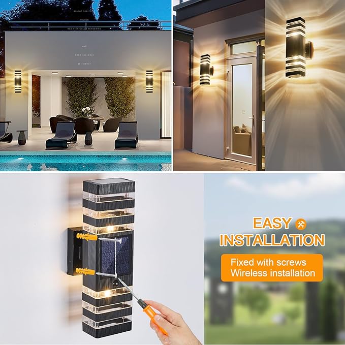 2 Pack Solar Outdoor Wall Lights