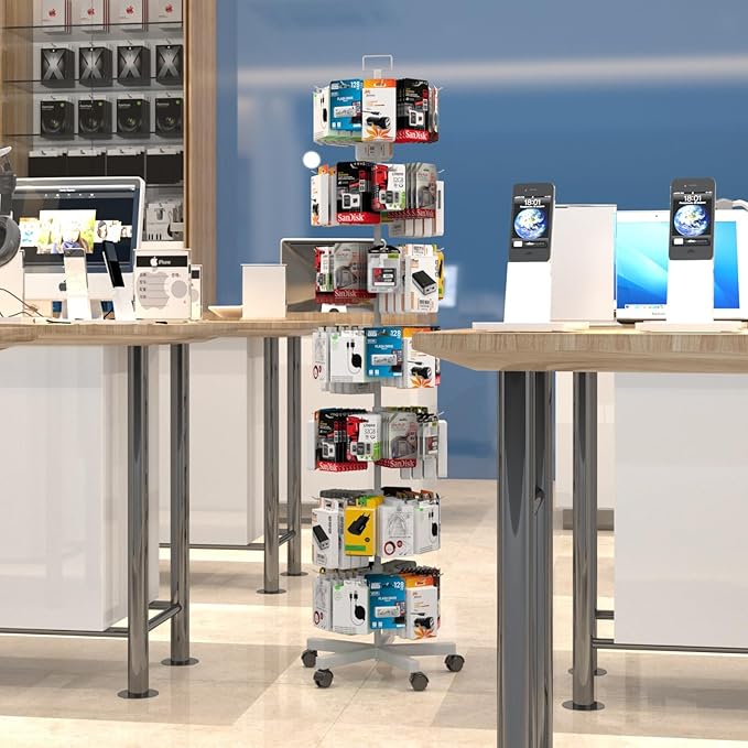 YEOOE Upgraded Retail Display Stand 7 Tier Spinning Display Stand, Movable Shop