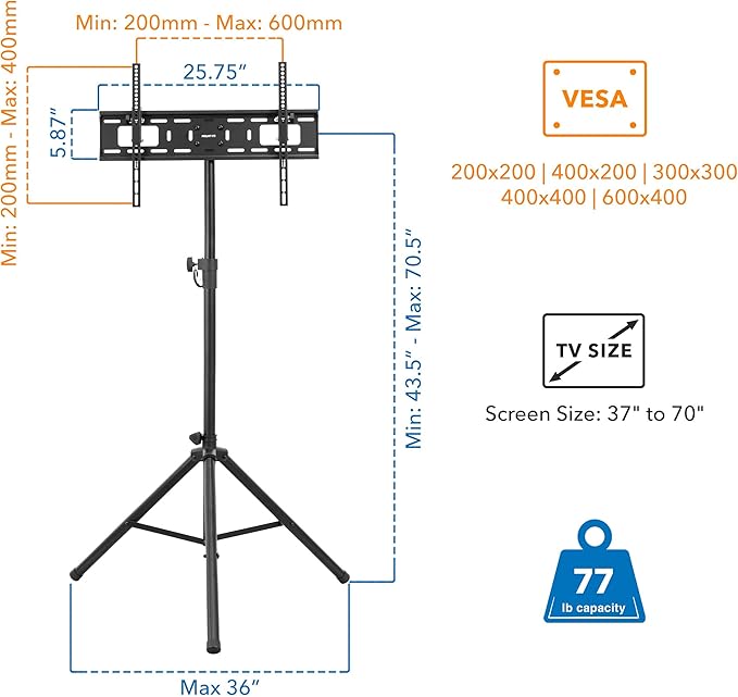 Mount-It! Tripod TV Stand – Portable TV Tripod