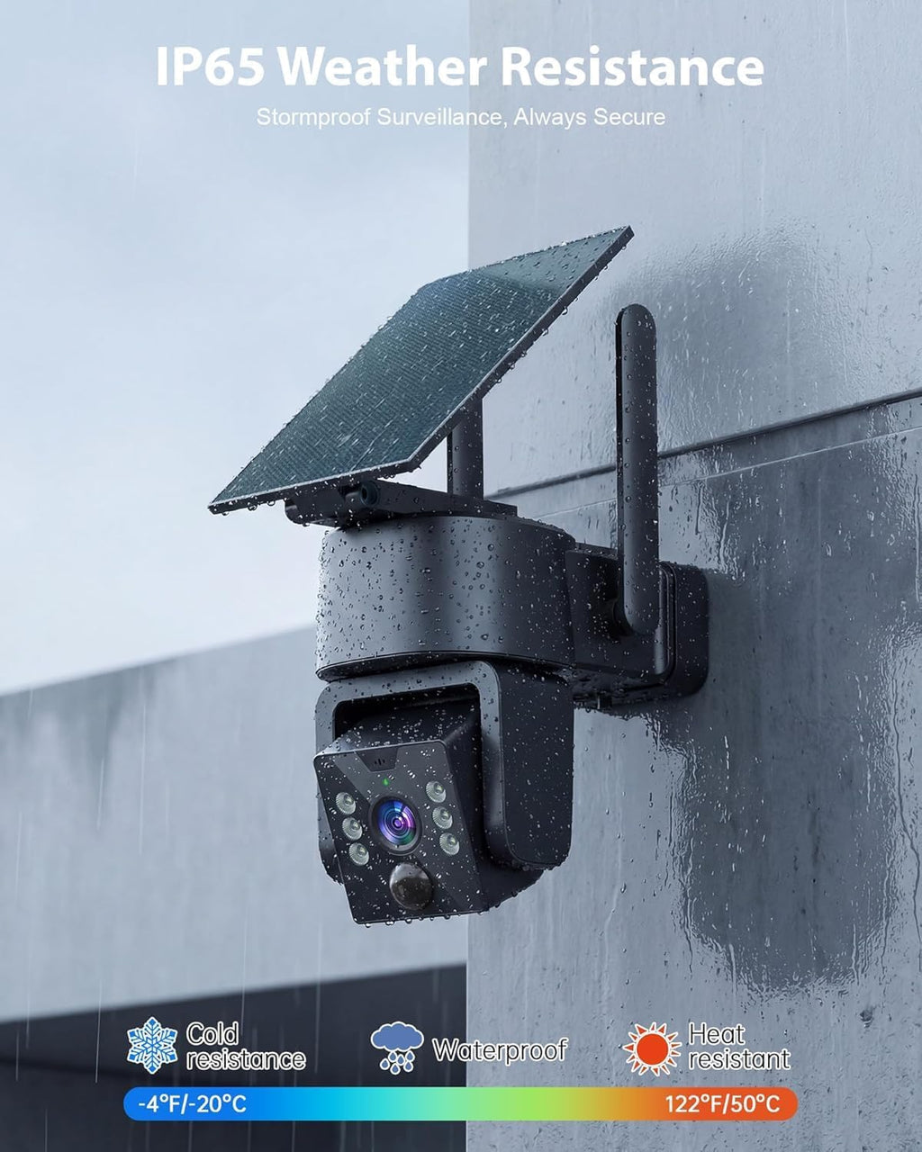 5g & 2.4g wi-fi outdoor camera wireless,solar security, side view